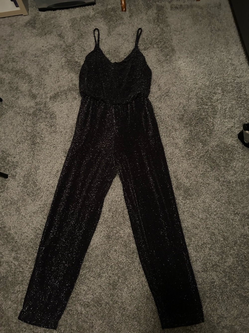 Eliza J Black Sparkle Spaghetti strap Evening jumpsuit (romper) size 4